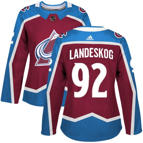 Adidas Colorado Avalanche #92 Gabriel Landeskog Burgundy Home Authentic Women Stitched NHL Jersey